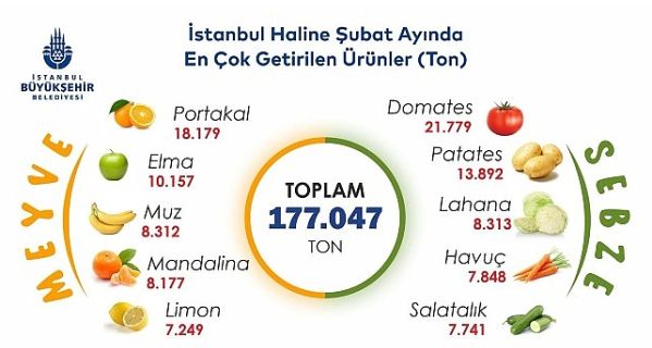 İstanbul’da şubat ayında portakal ve domates zirvede 