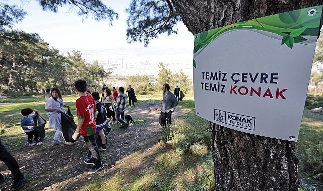 Konak’ta el ele orman temizliği: 2 saatte 750 poşet çöp toplandı