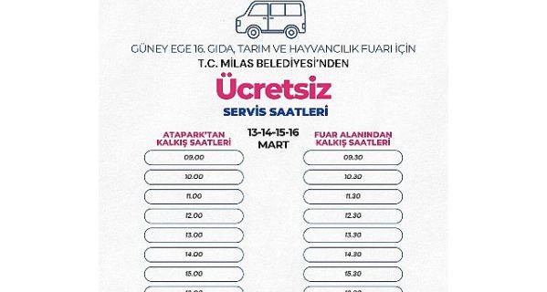 Milas Belediyesi ziyaretçileri fuar alanına ücretsiz ulaştıracak