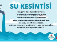 Yeni mahalle ve emek mahallesi’nde planlı su kesintisi yapılacak 